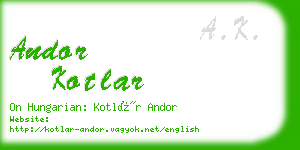 andor kotlar business card